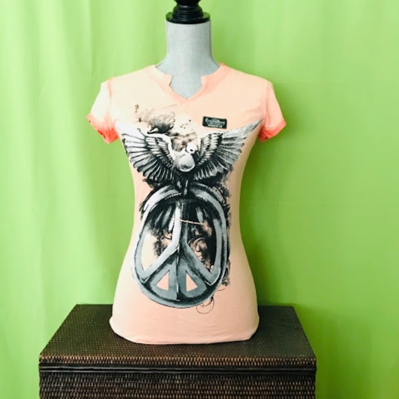 Crash & Burn Tops - Crash & Burn Peace And Love Embellished Top